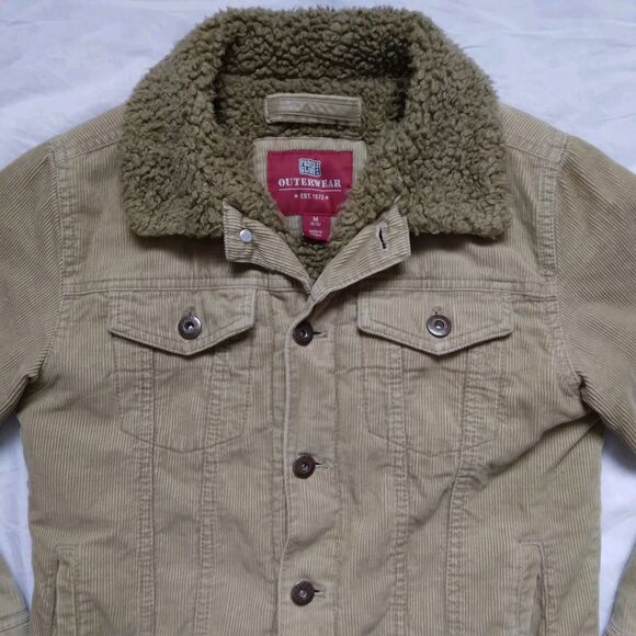 Faded Glory Brown Corduroy Fleece Lined Chore Barn Coat Jacket Boys Size M 8-10 - Picture 3 of 13